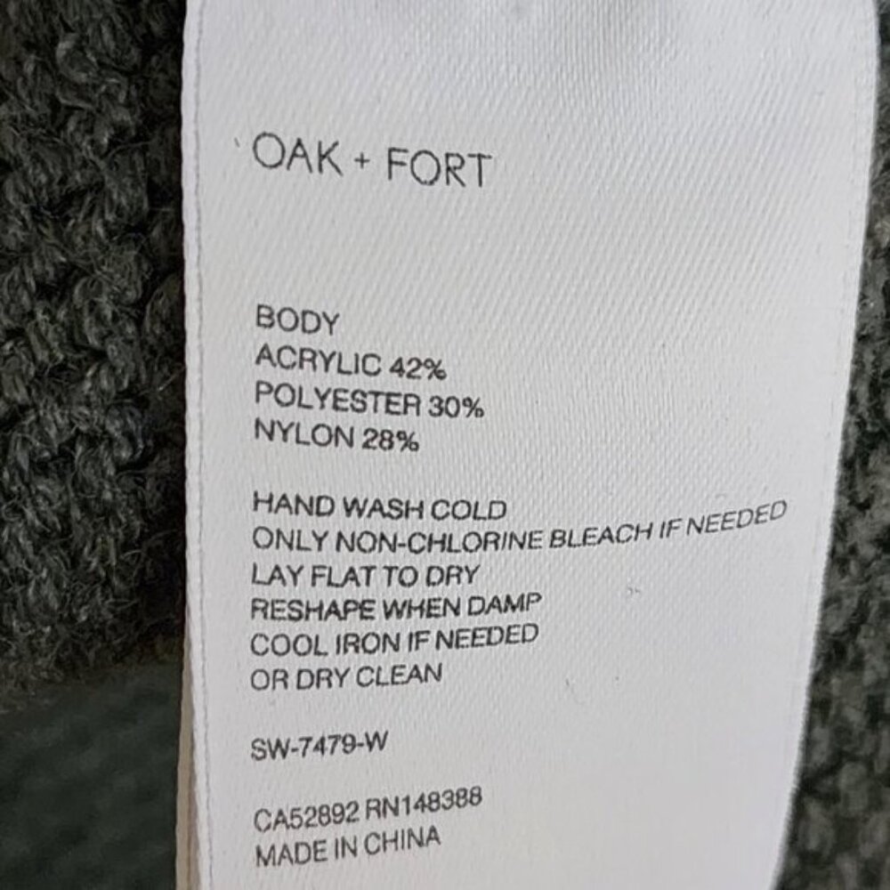Oak & Fort Green Chunky Knit Collared V-Neck Oversized Cropped Sweater - Picture 7 of 7